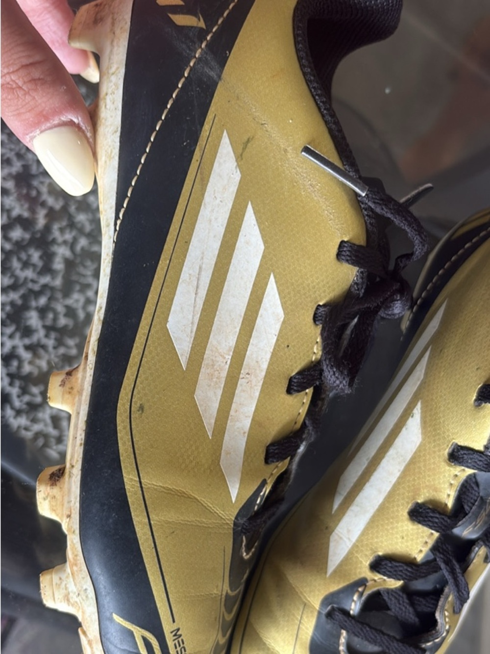 Kids Gold and Black Soccer Cleats Sneakers Messi adidas